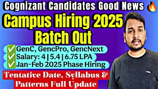 Cognizant 2025 Batch Hiring Announced💥🔥 | Full Syllabus \u0026 Freshers On-Campus Details | Interview