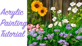 Barn Garden Acrylic Painting Tutorial in REAL TIME