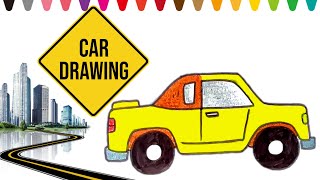 How to Draw a CAR | Vehicle transportation Drawing week| Crayons Drawing for kids | Coloring