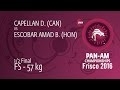 1/2 FS - 57 kg: D. CAPELLAN (CAN) df. B. ESCOBAR AMAD (HON), 8-0