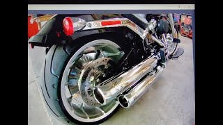 Tab performance slip ons for H.D. 2022 Fat Boy installation and sound clip.