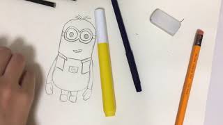 How to turn words Minions  for kids - Drawing doodle art on paper How to draw minion, kids minion