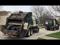 Fast Mack MR McNeilus Rear Loader Garbage Truck Packing a Glass Door