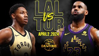Los Angeles Lakers vs Toronto Raptors  Game Highlights | April 2, 2024 | FreeDaw