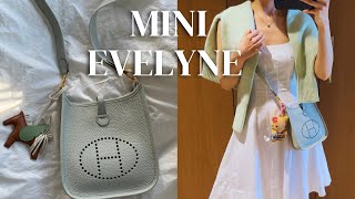 Eng) NYC Vlog🗽| Hermes mini Evelyne TPM Unboxing & Review🍊how to shorten a strap(ft.hermes twilly)