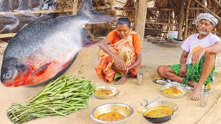 Roopchand fish curry with taro root cooking and eating by our santali tribe gran