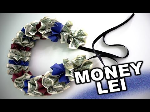 How to make a money lei for graduation with school colors How to make a money lei for graduation with school colors