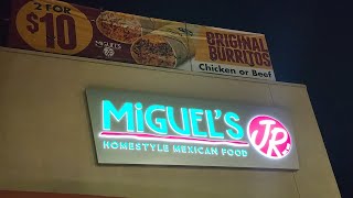 Trying Miguel's Jr.  HomeStyle Mexican Food for the first time.