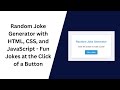 Random Joke Generator with HTML, CSS, and JavaScript | Step-by-Step Guide 🤣🎉