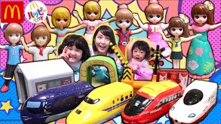 【ハッピーセット】2022年プラレール＆リカちゃん！きせかえごっこと電車遊びに夢中の姉妹＊新幹線＊ドクターイエロー＊コンプリート開封