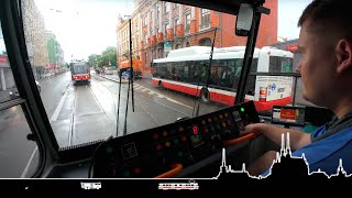 Výluka Křenová na ranní trojlince 8/9/10 s KT8 🚋 Cab view tram Brno