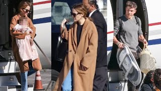 Riley Keough Cradles Her Baby Daughter As She Returns To LA Following Her Mother Lisa Marie Presley.