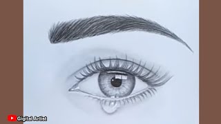 How To Draw An Eye With Teardrop For Beginners || Easy To Draw A