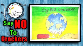 How to draw Pollution free diwali drawing|Say no to crackers drawing|Green diwali drawing
