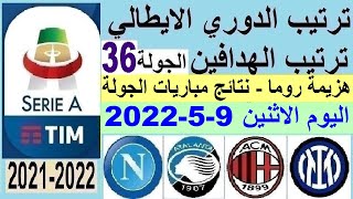 ترتيب الدوري الايطالي وترتيب الهدافين اليوم الاثنين 9-5-2022 الجولة 36 - فوز فيورنتينا علي روما