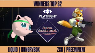 Liquid | Hungrybox vs ZSB | Preeminent - Platfight 2024 - Smash Melee: Winners Top 32