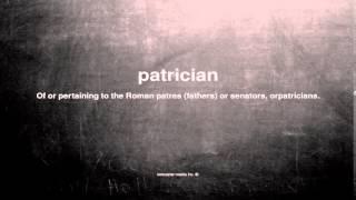 What does patrician mean