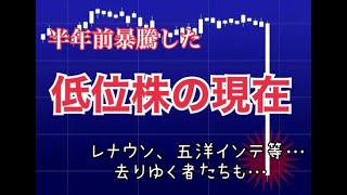 【低位株・ボロ株】検索で熱い低位株達、奇跡の復活劇はあるのか…？まさしくそれは株式投資のロマン。常連組はどうなってるのか？