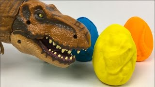 PLAY-DOH SURPRISES WITH JURASSIC WORLD T-REX MATCHBOX DINOSAUR EGGS & SMALL DINOSAURS IN SURPRISES