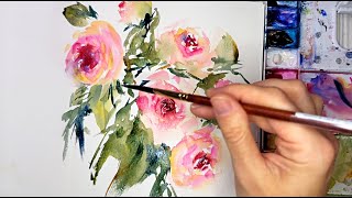 Loose Watercolor Roses Intuitive Painting Tutorial Step by Step