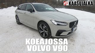 Koeajossa Volvo V90 T6 - Tiheää latausta tiedossa