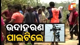 Local youths in Jatni help in electricity restoration work