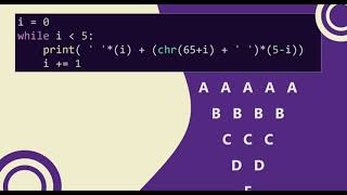 80 Alphabet Triangle Pattern without any pre-defined method using while loop in Python