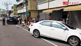 撿拖鞋釀禍？「台灣神車」逆向撞「瑞典坦克」 輪胎噴飛(消防局提供/翻攝畫面)