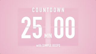25 Minute Countdown Timer 🌸 Flip Clock with Simple Beeps 🔔