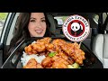 panda express orange chicken | let's catch up | car mukbang