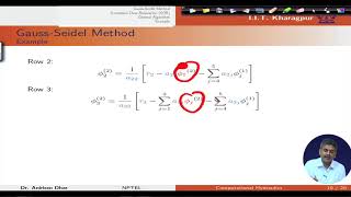 Lecture 29 : Algebraic Equation : Gauss - Seidel Method