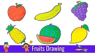 Fruits Drawing for kids | Crayons Drawing for kids | Coloring | Sketching