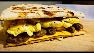 Flatbread breakfast sandwich... The Lapoleon a quick and easy meal