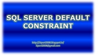 SQL Server Default Constraint