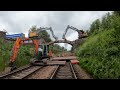 Demolition of bridge at Cartscraig Road, Pollokshaws. 25 June 2022. Barrhead Electrification