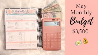 May Monthly Budget | $3,500 Income | Budget by Paycheck | Sinking Funds | Budget for Beginners