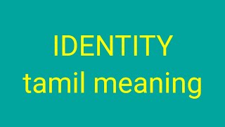 IDENTITY tamil meaning/sasikumar