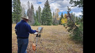 Plein air oil painting process in Colorado