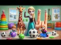 family finger fun with giraffe elsa and colorful soccer balls a playful adventure