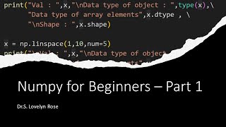 Getting started with numpy - Part 1 - Tutorial