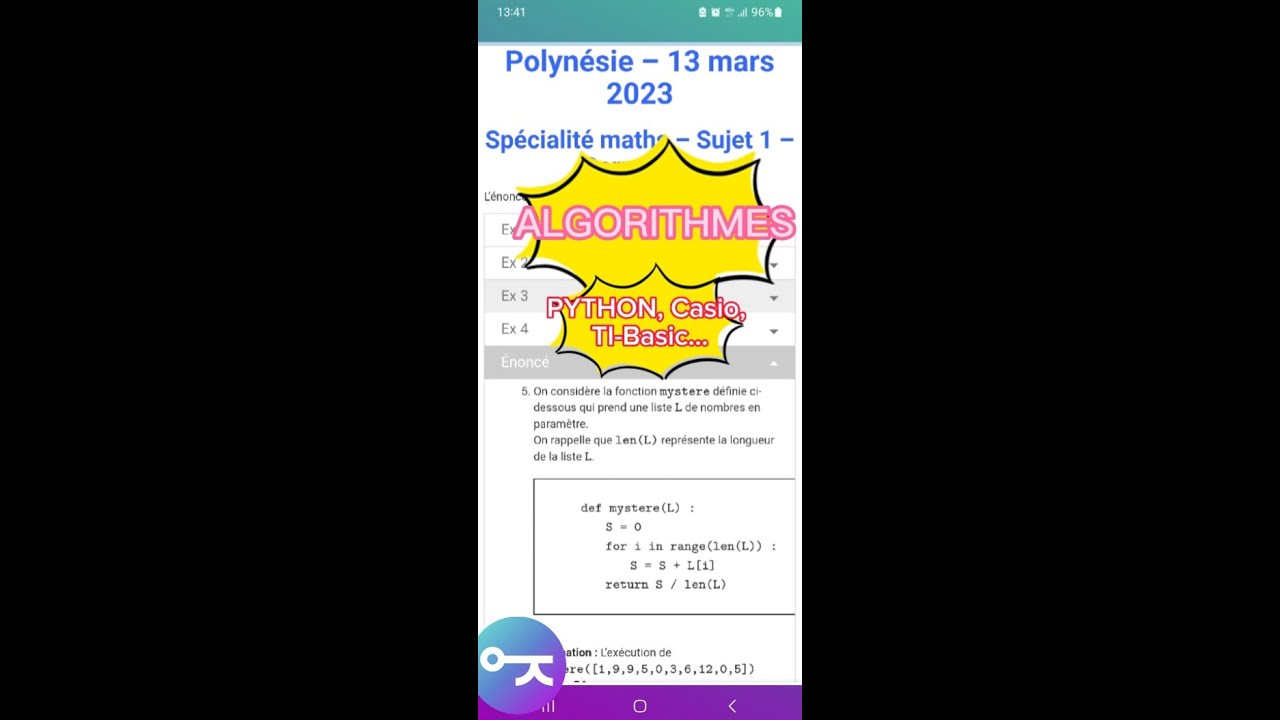ALGORITHMES : COURS SIMPLES ! (Python / Casio / TI-Basic ) - YouTube
