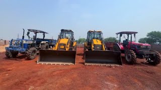 JCB 3dx Eco Loading Mud New Holland 3630 Mahindra Arjun NOVO 605 with Trolley Pulling full Power