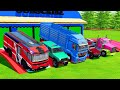 MERCEDES, CHEVROLET TAHOE & DACIA, AUDI, POLICE CARS TRANSPORTING WITH TRUCKS DELIVERY ! FS22 3