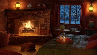 Cozy Winter Hut Ambience with Fireplace Sounds and Blizzard Sounds
