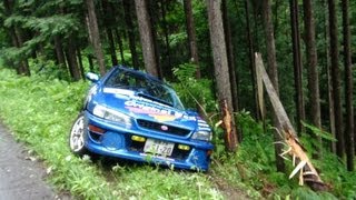 インプレッサ競技中の事故　CRASH SUBARU IMPREZA WRX STi　ハイドロプレーニング