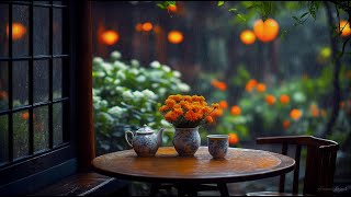 Cozy Rainy Moments 🌧 | Tea Cup, Peaceful Rain \u0026 Flower Arrangements for Perfect Relaxation