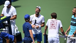Champion Novak Djokovic & Daniil Medvedev Court level set practice 🎾 🗽