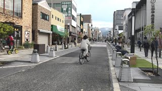 奈良駅から奈良公園に向う三条通りの商店街を歩いた風景