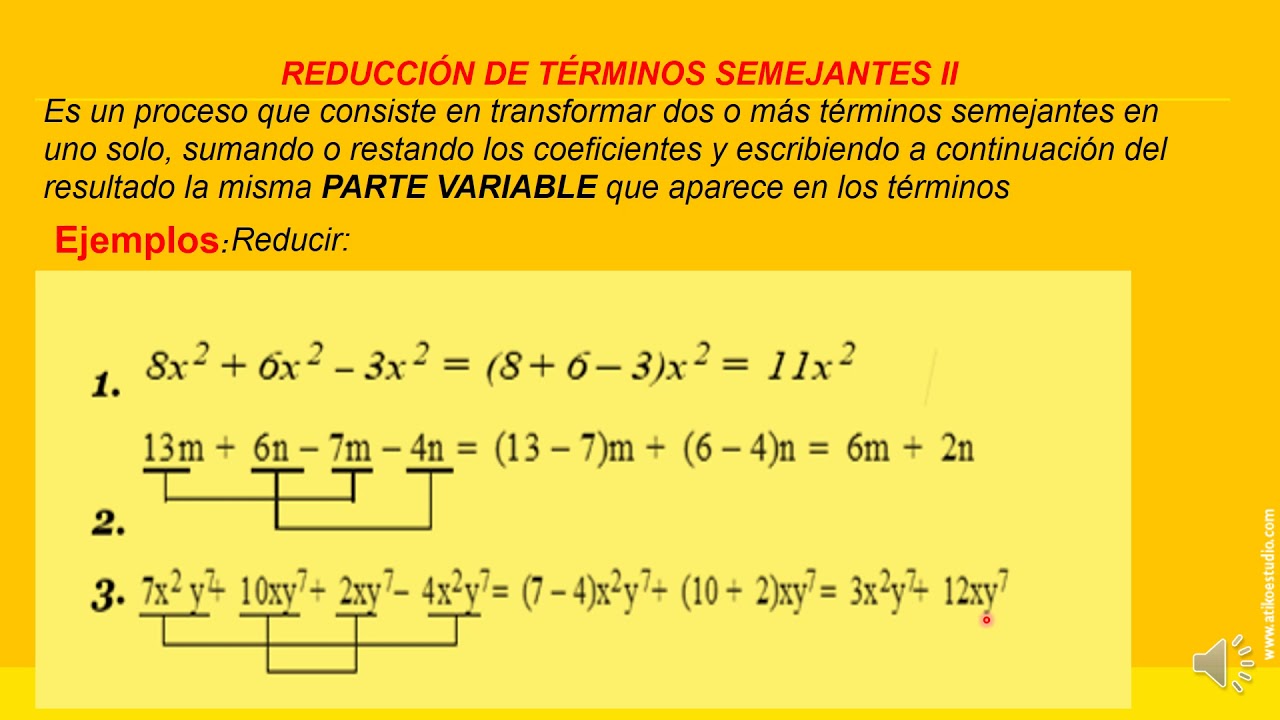 Reduccion De Terminos Semejantes