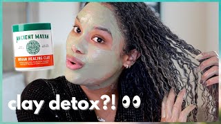 clay masks on curly hair?! in depth demo + ancient mayan clay review